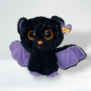 TY Beanie Boo Purple Tag Swoops Black Purple Bat Halloween Spooky 8” 2011